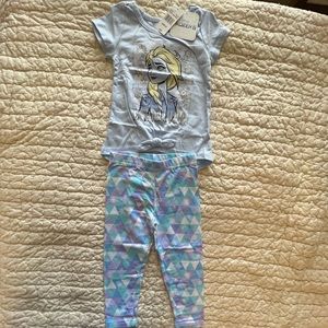 Frozen Leggings Set Size 2T Toddler Girl Light Purple/Blue Cotton/Polyester